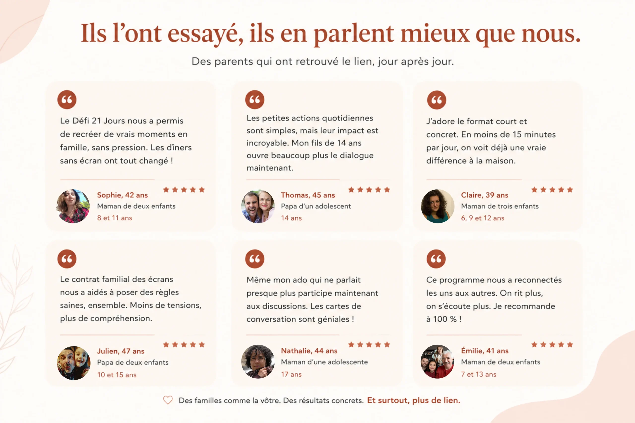 Témoignages de familles ayant testé Renouer — Défi 21 Jours
